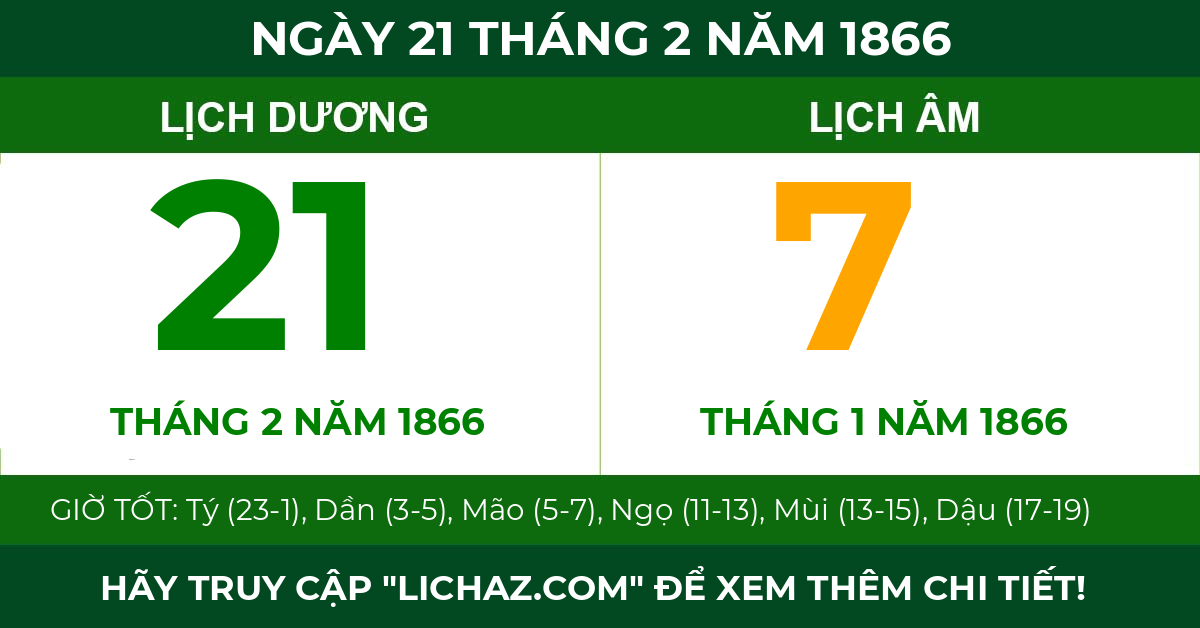 lịch âm ngày 21 tháng 2 năm 1866