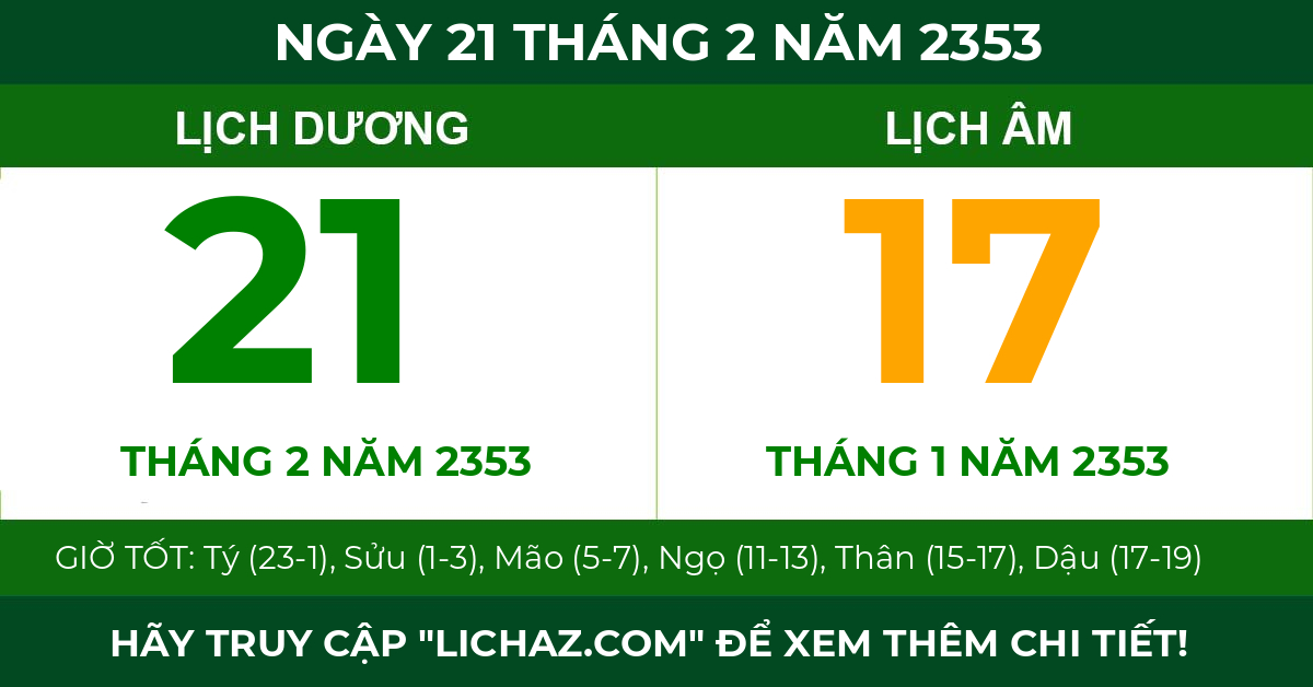 lịch âm ngày 21 tháng 2 năm 2353