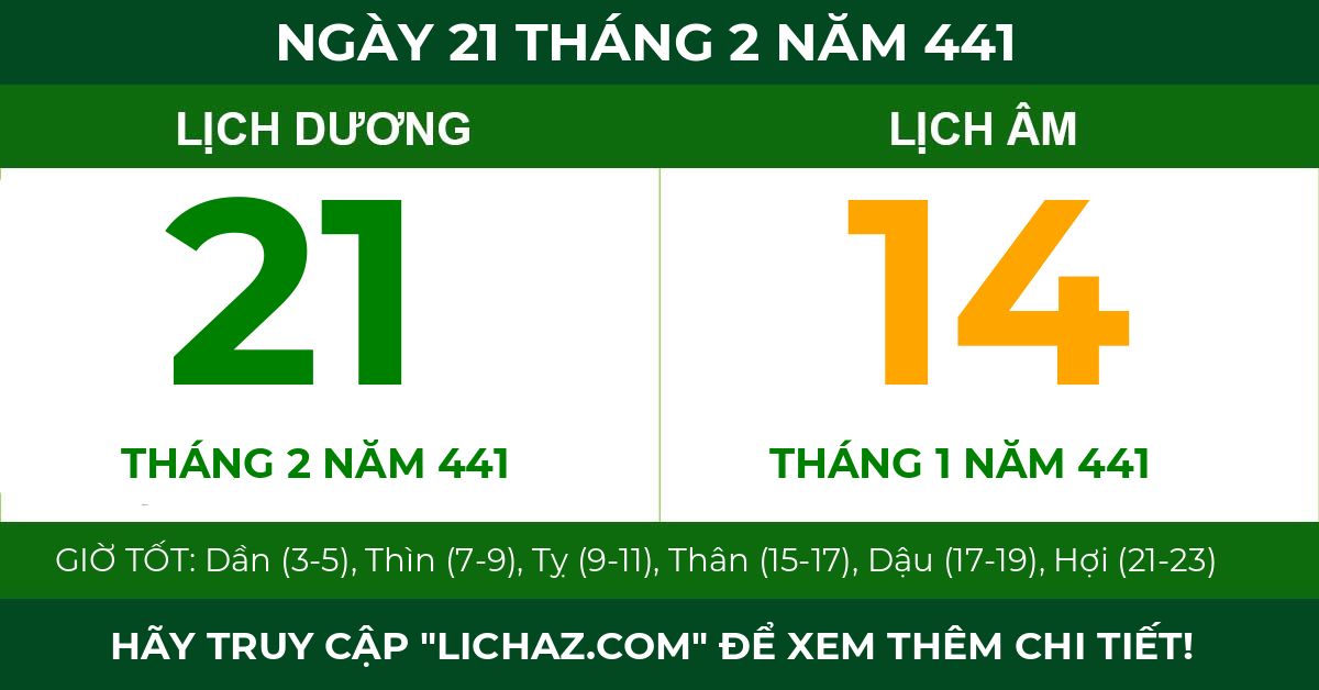 lịch âm ngày 21 tháng 2 năm 441