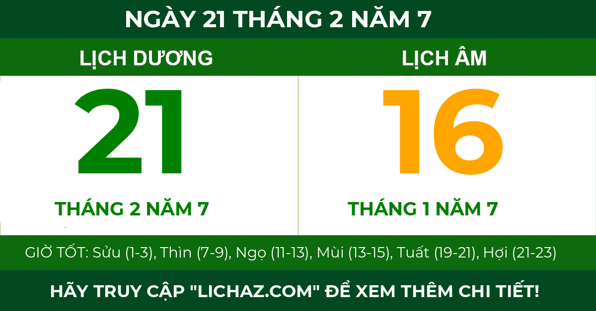 lịch âm ngày 21 tháng 2 năm 7