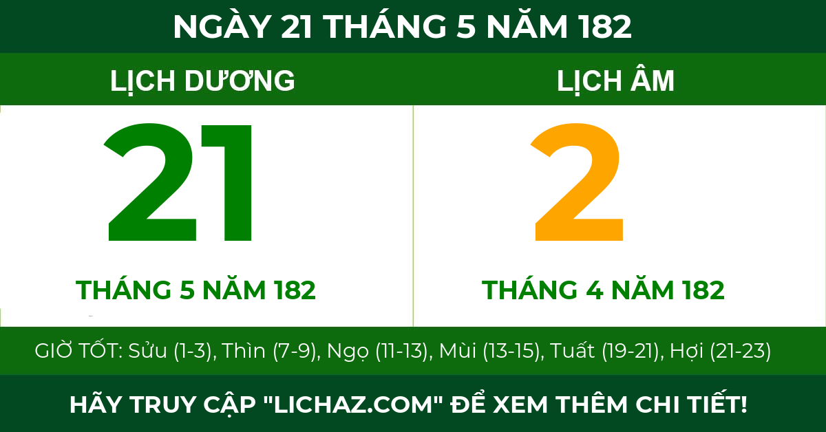 lịch âm ngày 21 tháng 5 năm 182