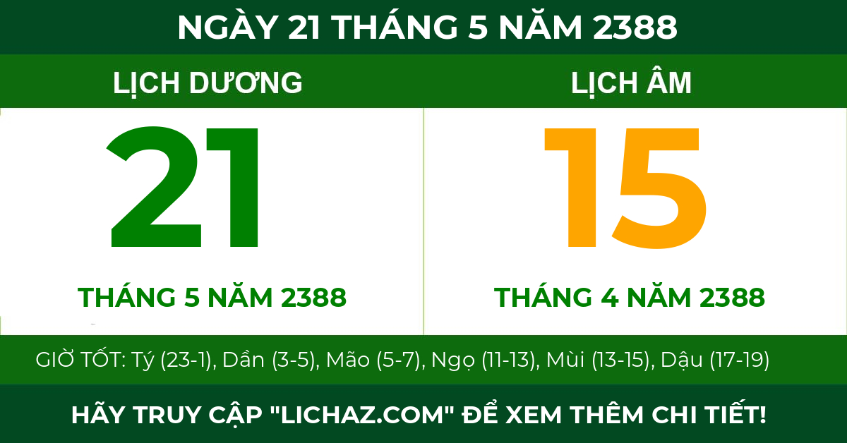 lịch âm ngày 21 tháng 5 năm 2388