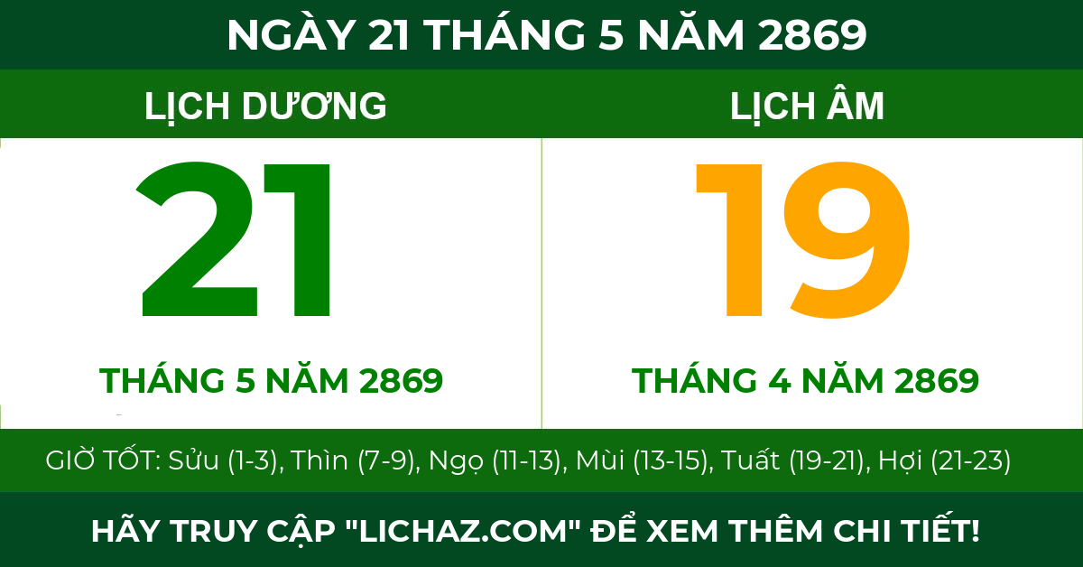 lịch âm ngày 21 tháng 5 năm 2869