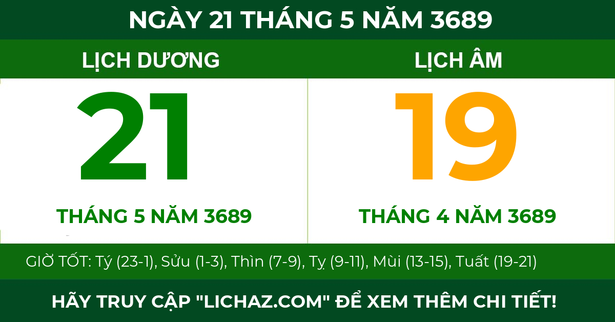 lịch âm ngày 21 tháng 5 năm 3689