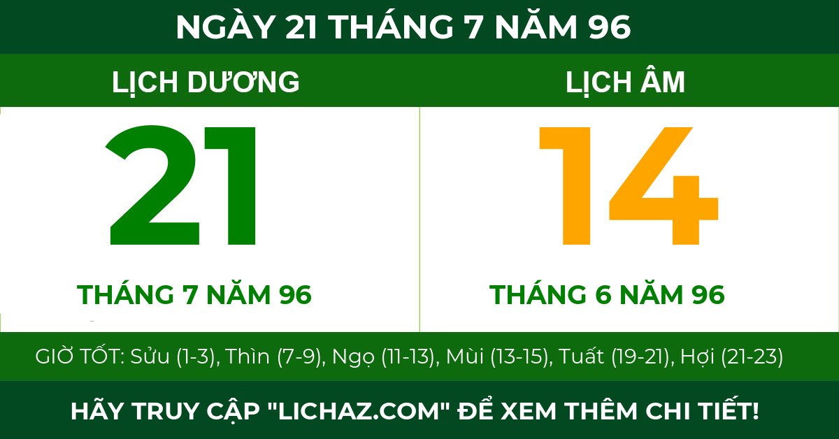 lịch âm ngày 21 tháng 7 năm 96