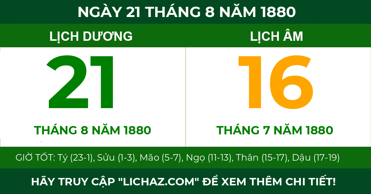 lịch âm ngày 21 tháng 8 năm 1880