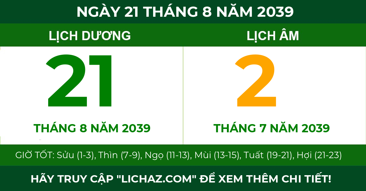 lịch âm ngày 21 tháng 8 năm 2039