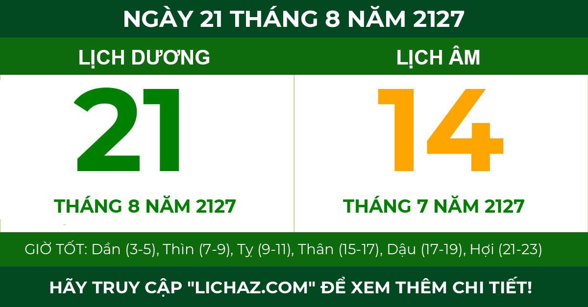lịch âm ngày 21 tháng 8 năm 2127