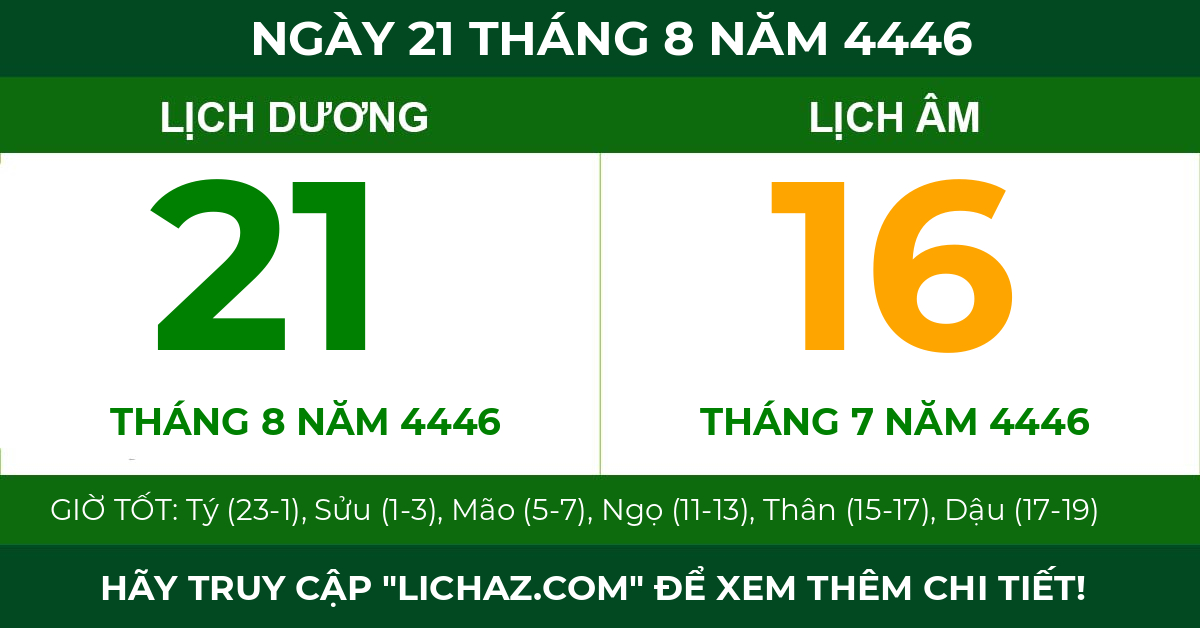 lịch âm ngày 21 tháng 8 năm 4446