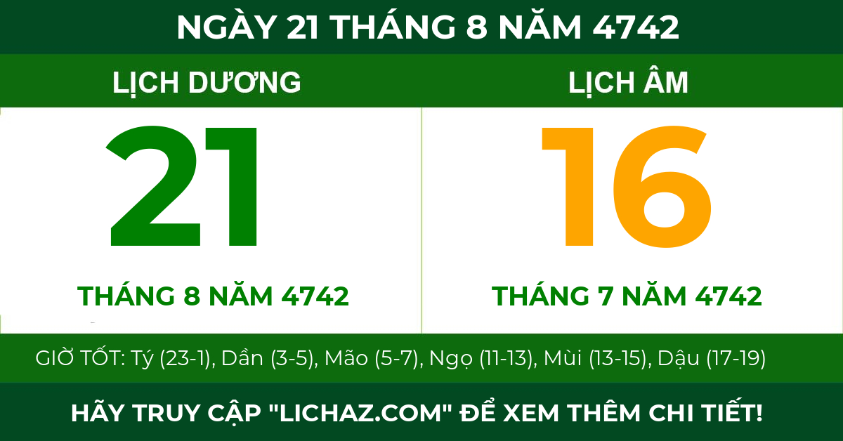 lịch âm ngày 21 tháng 8 năm 4742
