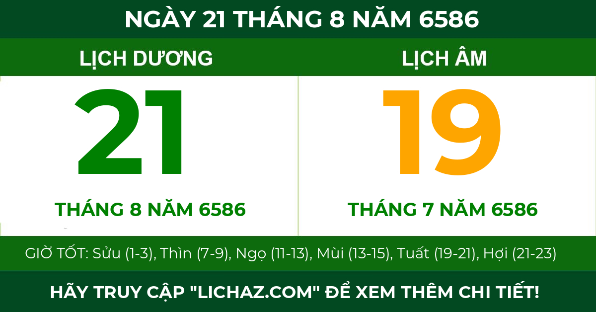 lịch âm ngày 21 tháng 8 năm 6586