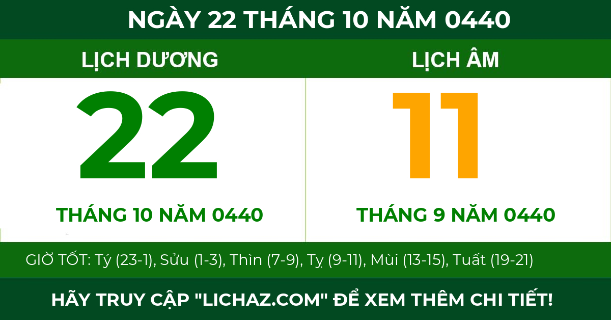 lịch âm ngày 22 tháng 10 năm 0440