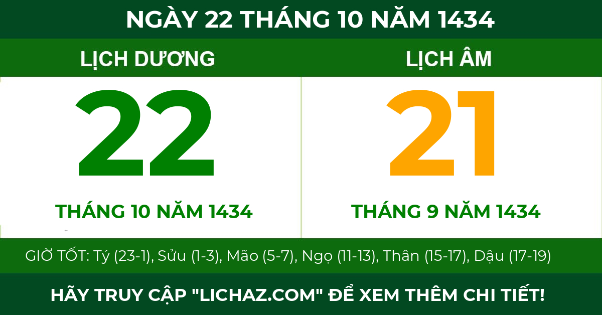 lịch âm ngày 22 tháng 10 năm 1434