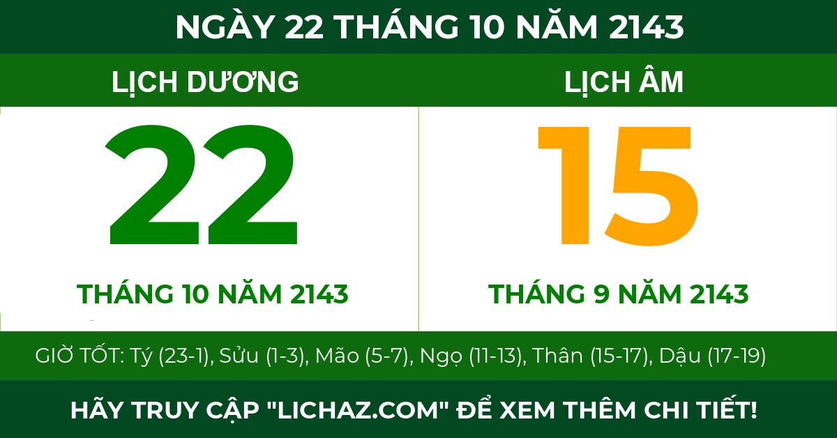 lịch âm ngày 22 tháng 10 năm 2143