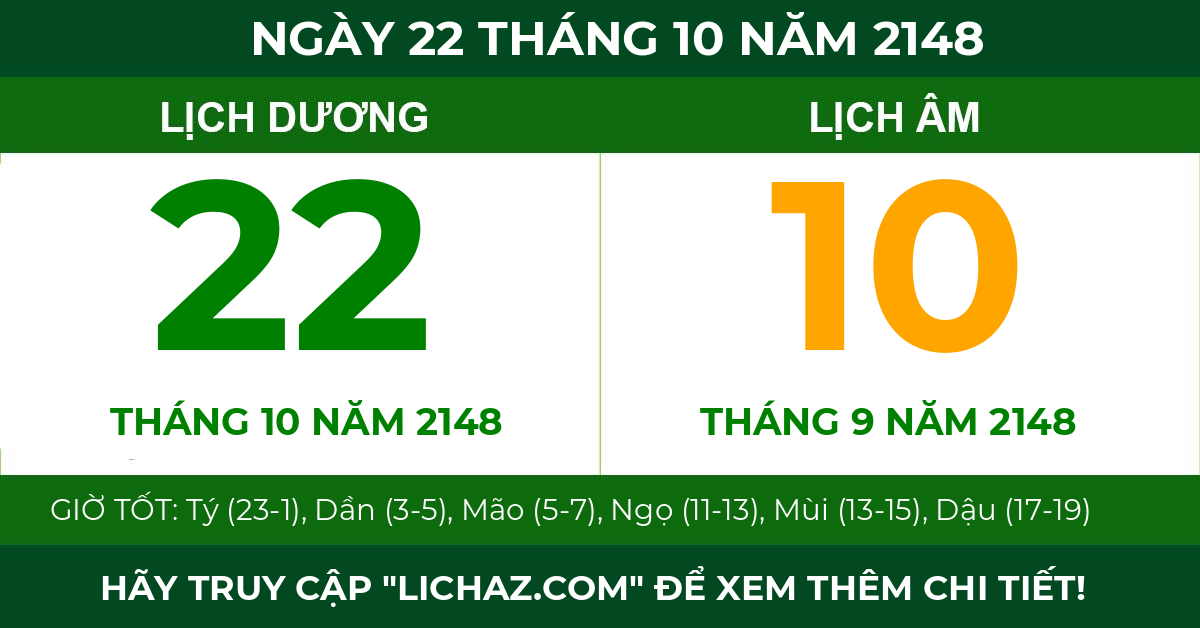 lịch âm ngày 22 tháng 10 năm 2148