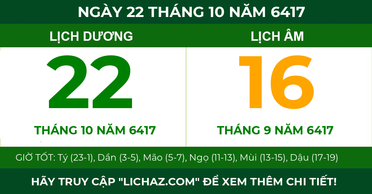 lịch âm ngày 22 tháng 10 năm 6417