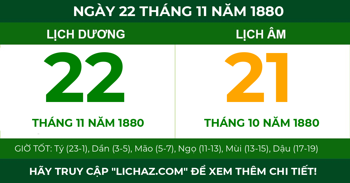 lịch âm ngày 22 tháng 11 năm 1880