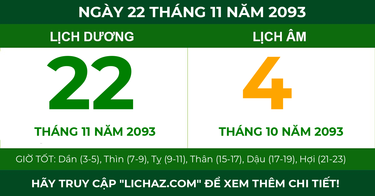 lịch âm ngày 22 tháng 11 năm 2093