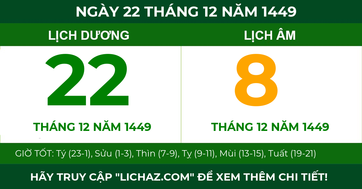 lịch âm ngày 22 tháng 12 năm 1449
