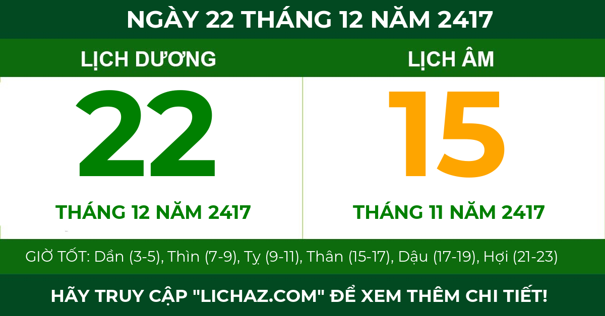 lịch âm ngày 22 tháng 12 năm 2417