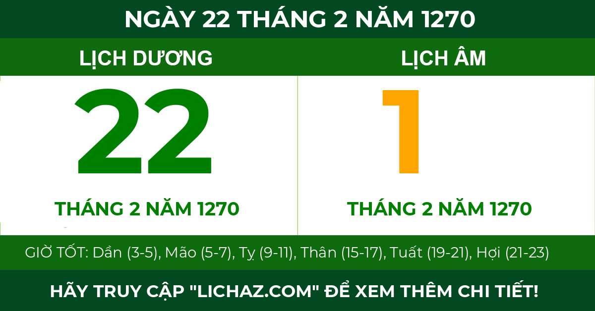 lịch âm ngày 22 tháng 2 năm 1270