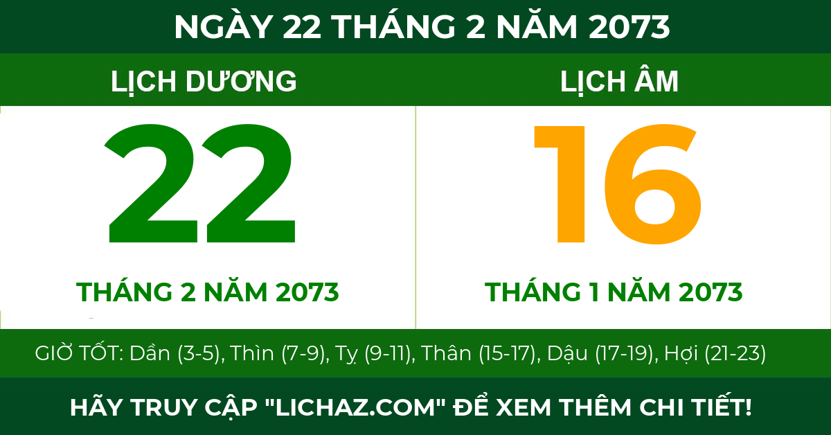 lịch âm ngày 22 tháng 2 năm 2073