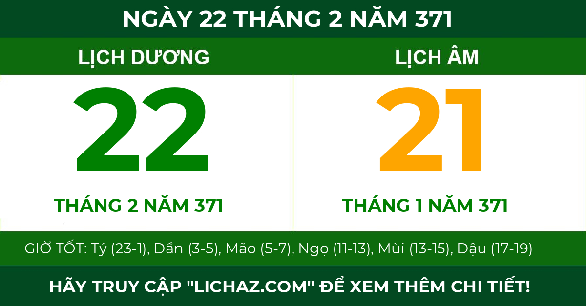lịch âm ngày 22 tháng 2 năm 371