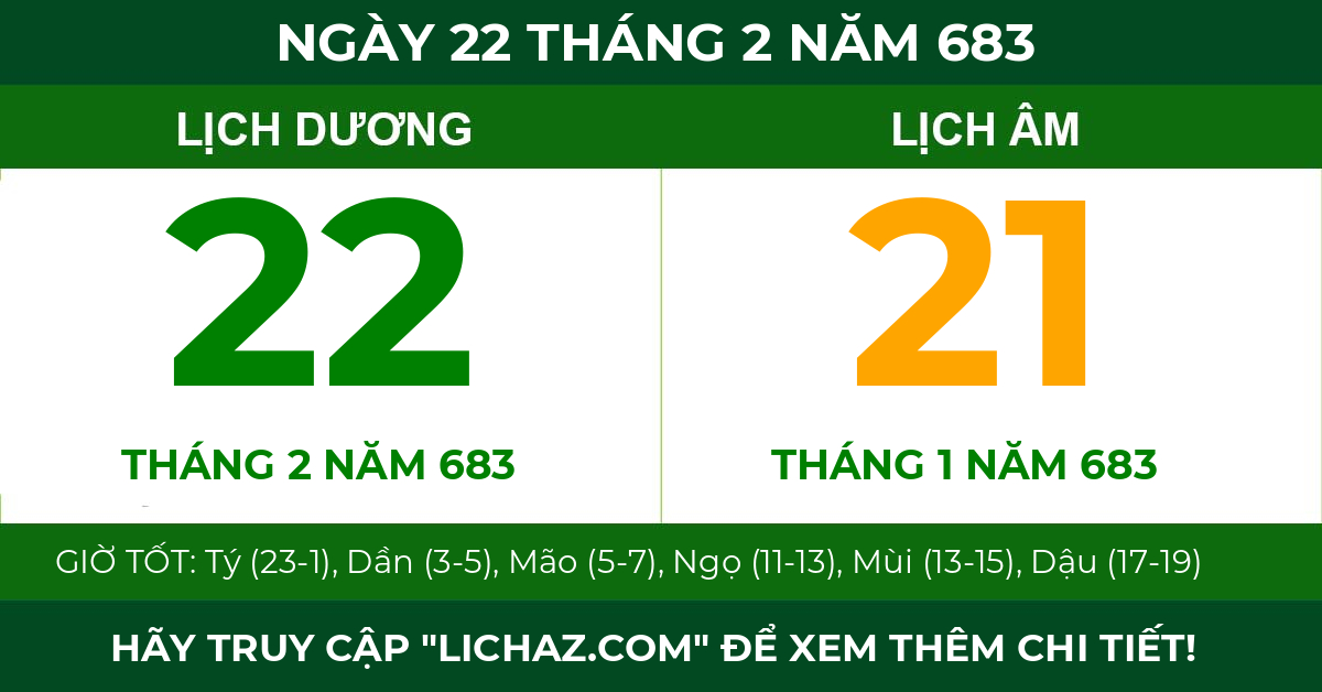 lịch âm ngày 22 tháng 2 năm 683