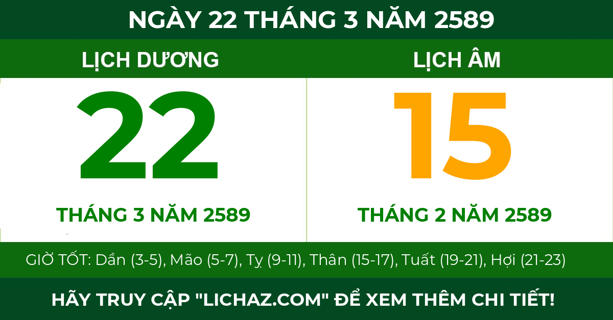 lịch âm ngày 22 tháng 3 năm 2589