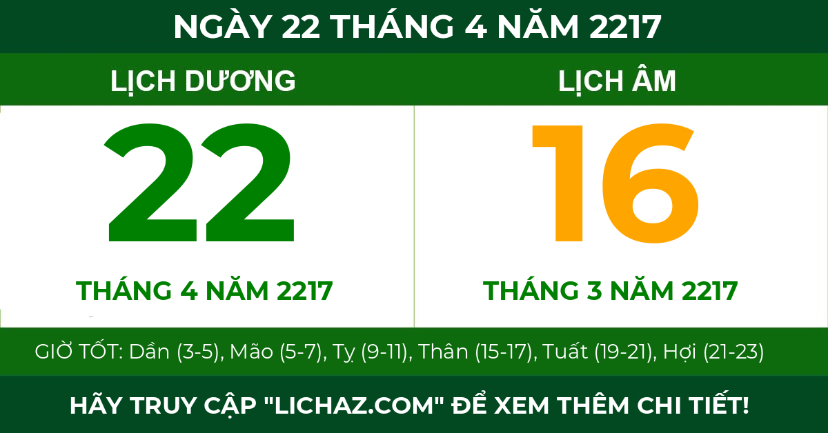 lịch âm ngày 22 tháng 4 năm 2217