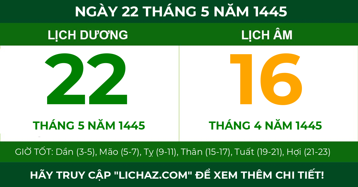 lịch âm ngày 22 tháng 5 năm 1445
