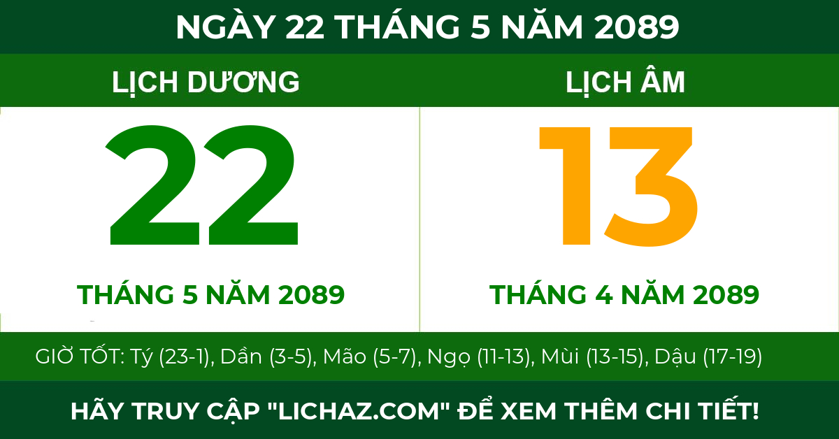 lịch âm ngày 22 tháng 5 năm 2089