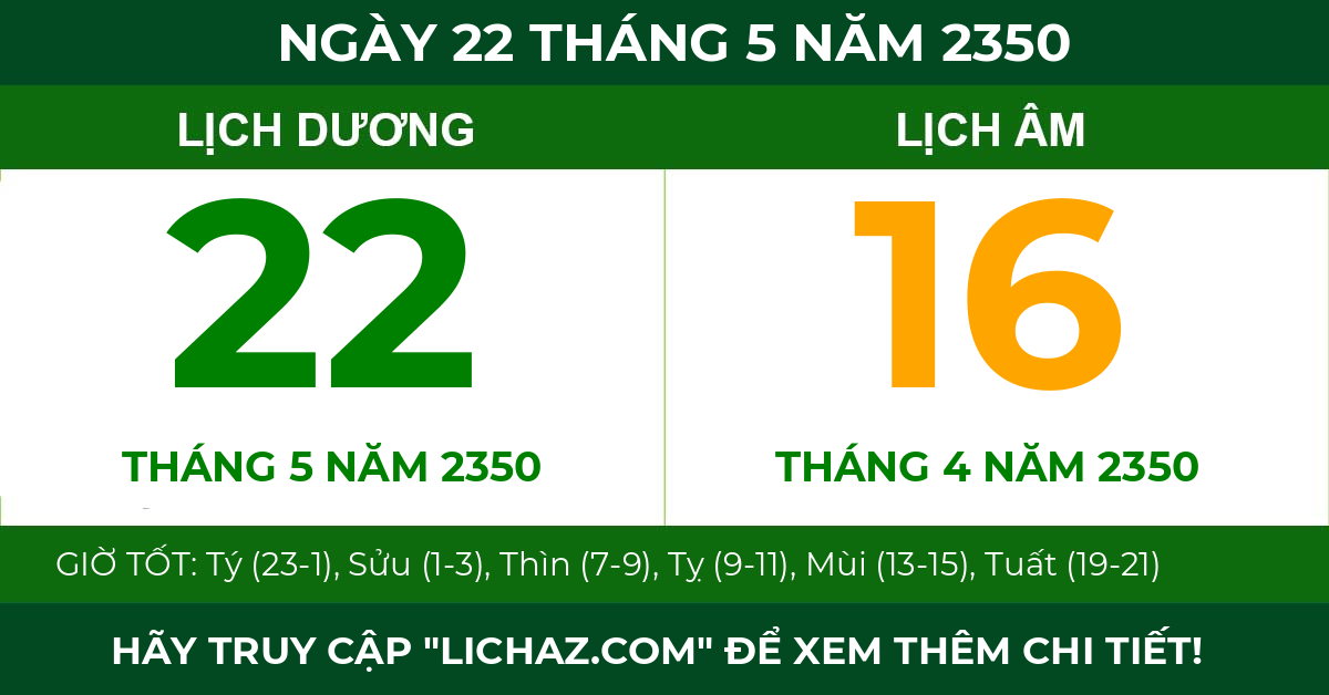 lịch âm ngày 22 tháng 5 năm 2350