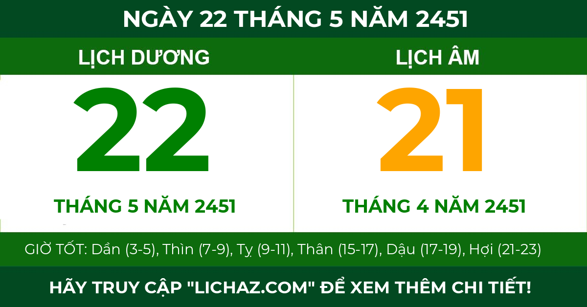 lịch âm ngày 22 tháng 5 năm 2451