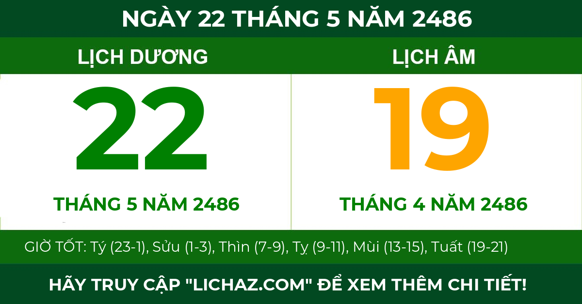 lịch âm ngày 22 tháng 5 năm 2486