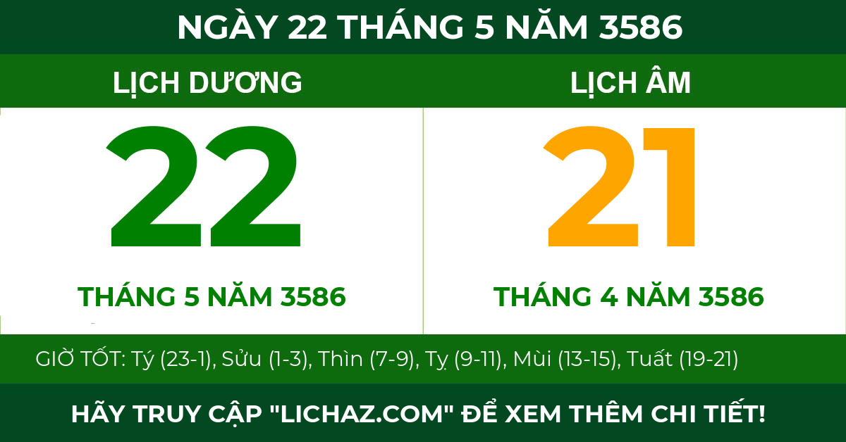 lịch âm ngày 22 tháng 5 năm 3586