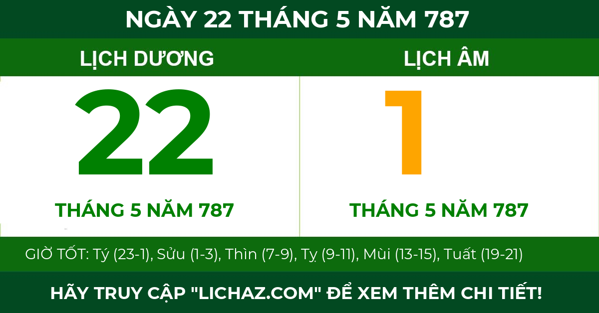 lịch âm ngày 22 tháng 5 năm 787