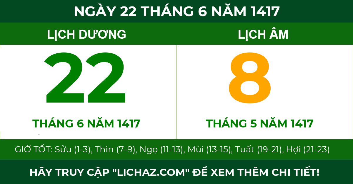 lịch âm ngày 22 tháng 6 năm 1417