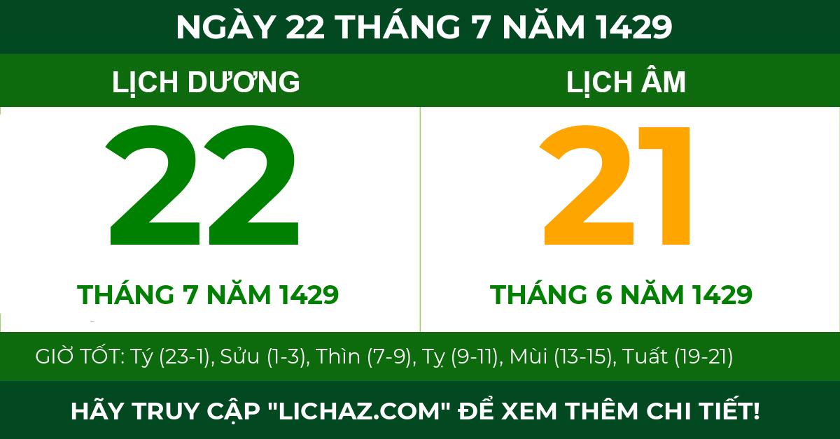 lịch âm ngày 22 tháng 7 năm 1429