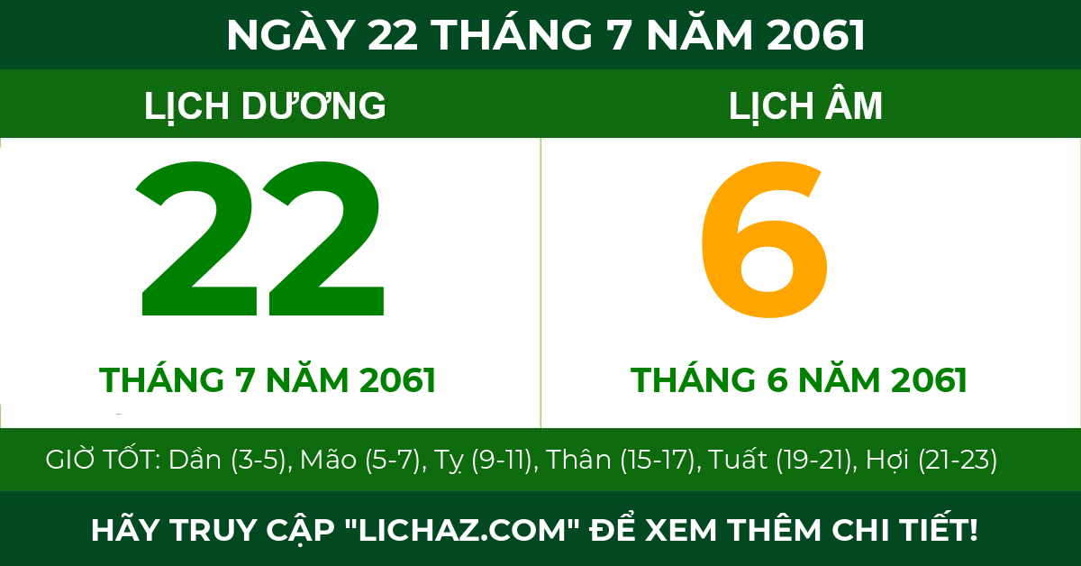 lịch âm ngày 22 tháng 7 năm 2061