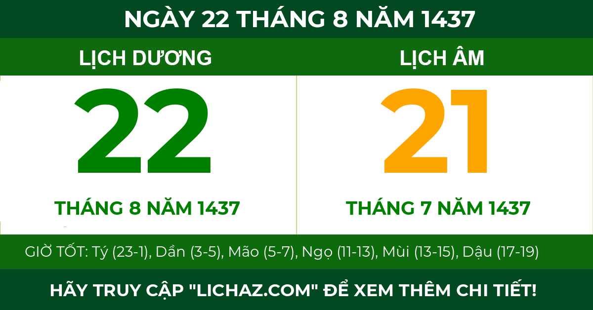 lịch âm ngày 22 tháng 8 năm 1437