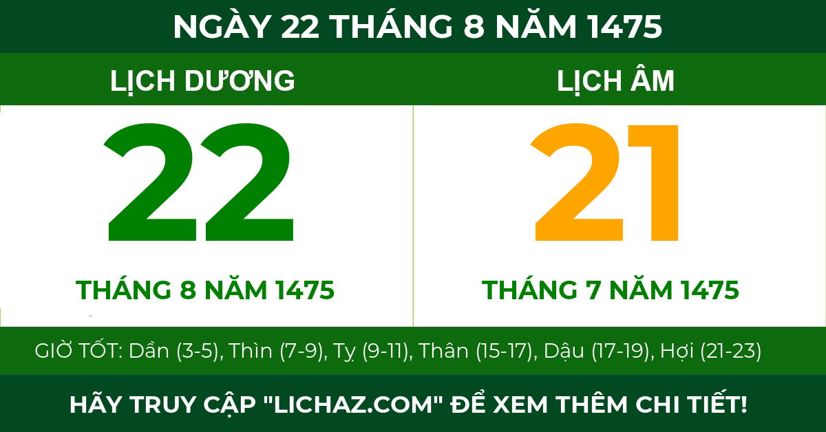 lịch âm ngày 22 tháng 8 năm 1475