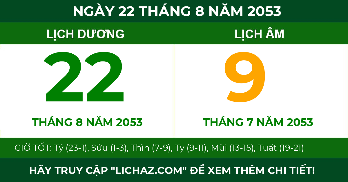 lịch âm ngày 22 tháng 8 năm 2053