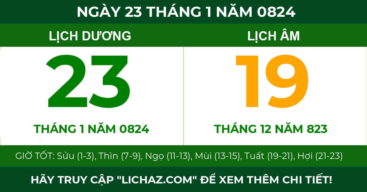 lịch âm ngày 23 tháng 1 năm 0824