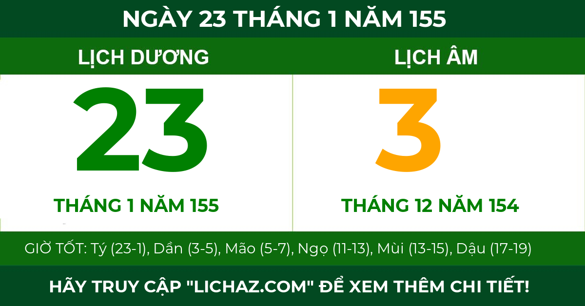 lịch âm ngày 23 tháng 1 năm 155