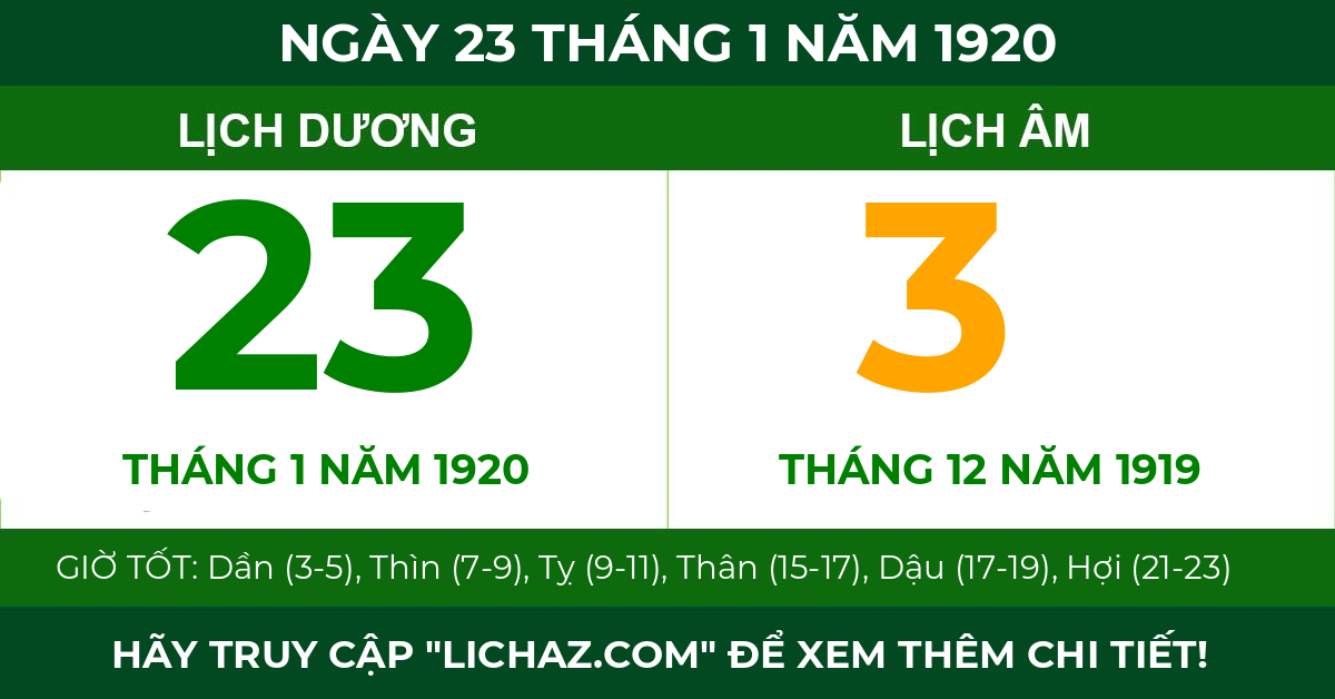 lịch âm ngày 23 tháng 1 năm 1920