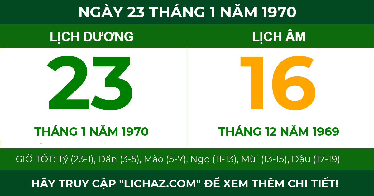 lịch âm ngày 23 tháng 1 năm 1970