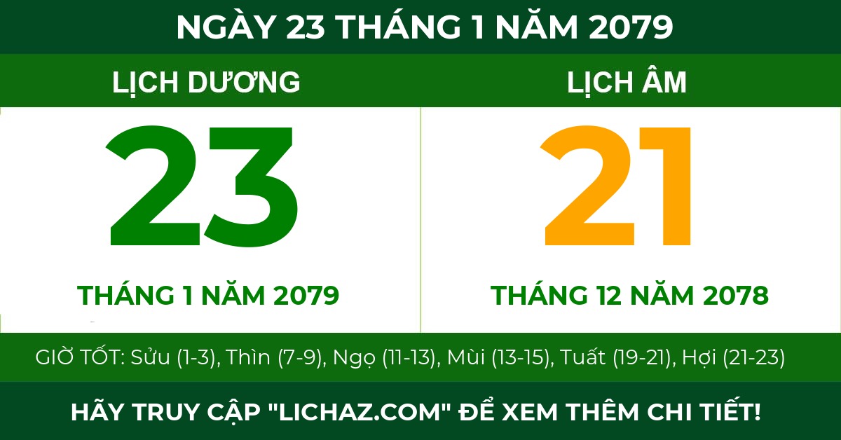 lịch âm ngày 23 tháng 1 năm 2079