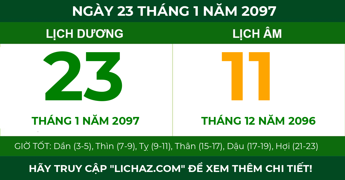 lịch âm ngày 23 tháng 1 năm 2097