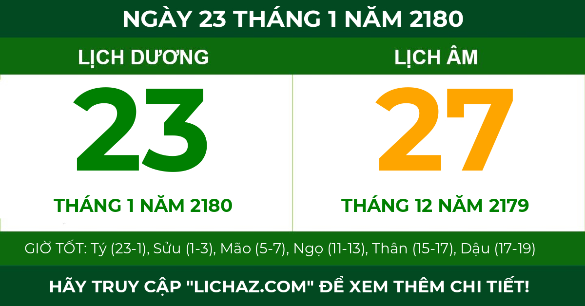 lịch âm ngày 23 tháng 1 năm 2180